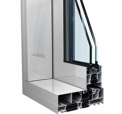 mogelijkheid om in de Confort Smartline monorail, glas tot 73 mm bouwdiepte te gebruiken in het vast deel.