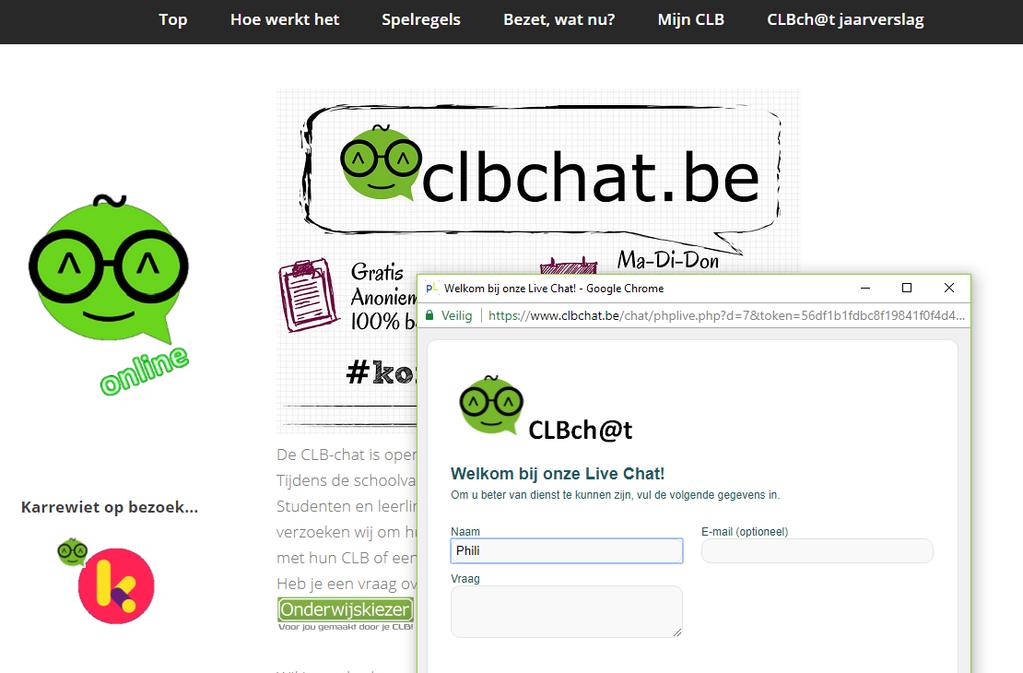 Enkele inspirerende voorbeelden chat NAOMI Cliëntgerichte website Duidelijke links Cliënt kiest contact Chat Beeldbellen Onlinedagboek