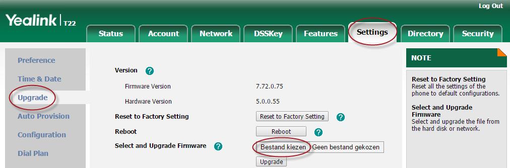 5.1 firmware upgrade/downgrade U bepaalt zelf of u de firmware wilt wijzigen. Als u functioneel geen problemen ervaart hoeft u niet te wijzigen.