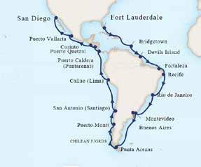 Guyana 15 apr 2020 Cruisen 22 maa 2020 Cruisen 16 apr 2020 Callao (Lima), Peru 23 maa 2020 venaar oversteken 17 apr 2020 Cruisen 24 maa 2020 Fortaleza, Brazilië 18 apr 2020 Cruisen 25 maa 2020