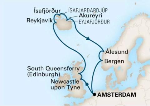 Queensferry (dinburgh), Schotland 13:00 9 aug 2019 Cruisen 10 aug 2019 Reykjavik, IJsland 08:00 11 aug 2019 Reykjavik, IJsland 17:00 12 aug 2019 Isafjordur, IJsland 08:00 17:00 13 aug 2019 Akureyri,