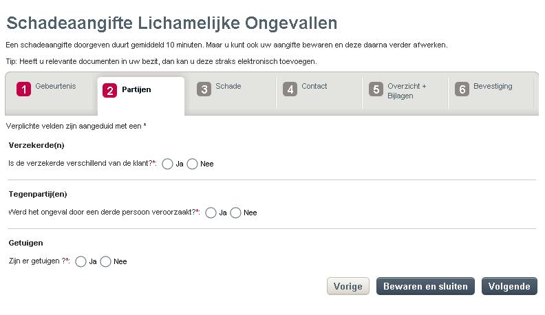 Schadeaangifte Lichamelijke Ongevallen of Privé Leven doen Stap 2 Vul de