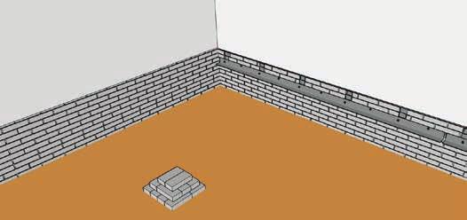 Indien de bevestigingspunten van de hoeklijn op zwakke stukken van de muur uitkomen, kan de hoeklijn eventueel omgekeerd (flens naar beneden) worden toegepast. Kort waar nodig de laatste hoeklijn af.