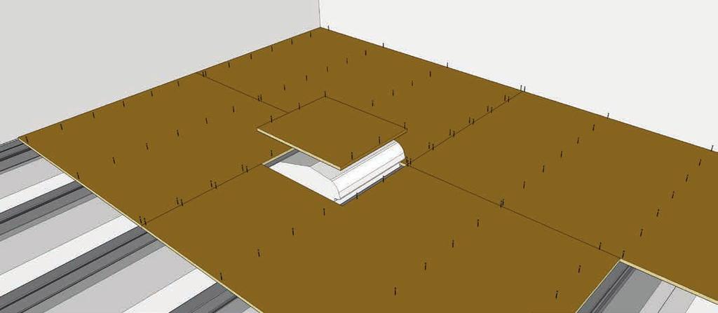 Stap 4 Vloerafwerking 6/7 4.1 4.3 4.4 4.1 Breng het plaatmateriaal met mes en groef in verband aan. De lengterichting van de plaat moet haaks op de liggers komen. 4.2 Houdt tussen de kopse kant van het plaatmateriaal en de bouwmuur minimaal 5 mm vrije ruimte om werking van het plaatmateriaal op te kunnen vangen.