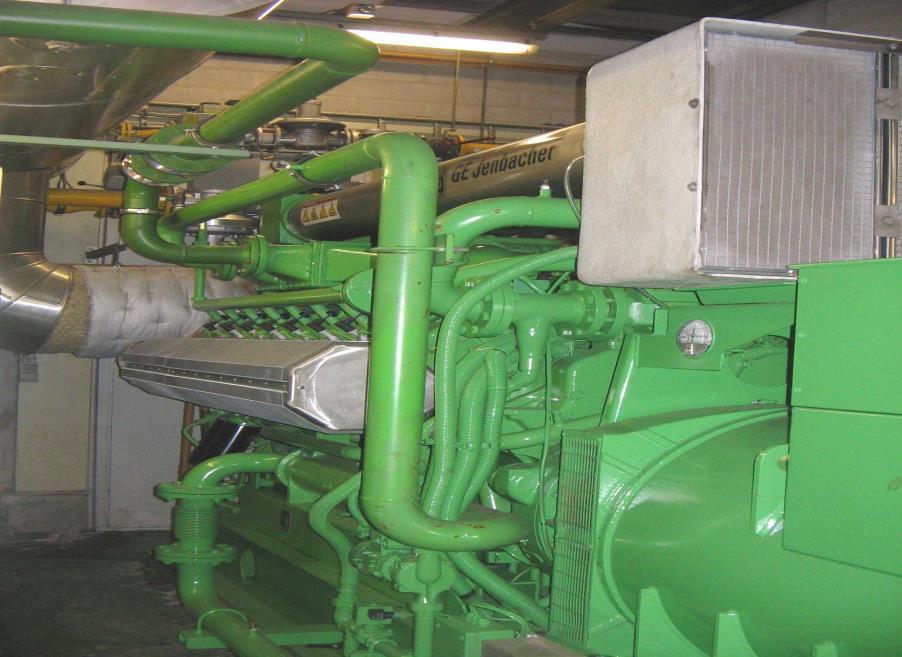 site noord: biogasmotor Om de omzetting van het geproduceerde biogas in elektriciteit te