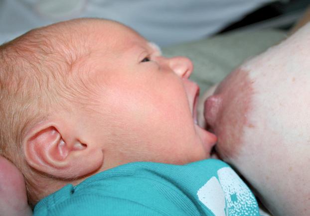 Het neusje van uw baby ligt ter hoogte van de tepel.