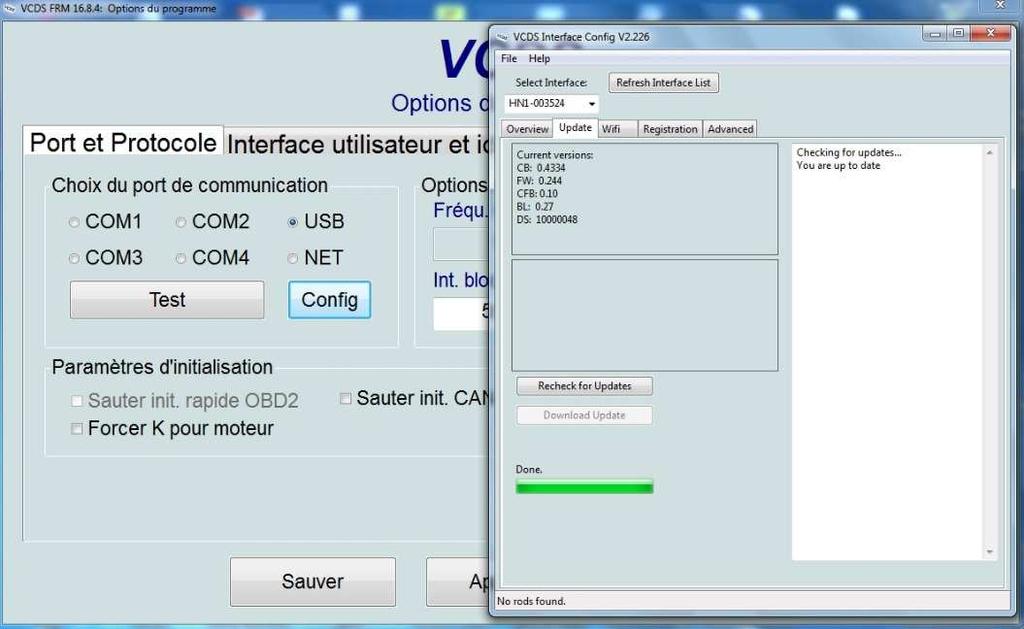 10. Firmware update van uw VCDS interface De firmware update van de interface is enkel mogelijk door de interface met de USB kabel aan uw PC te koppelen.