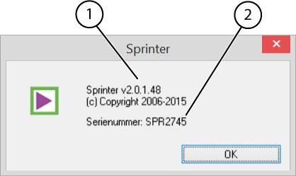 standaardsnelheid bedraagt 5 (standaard) 59 511 De versie van Sprinter controleren Bij contact met de supportafdeling kan er worden gevraagd naar de versie en/of het serienummer van Sprinter op jouw