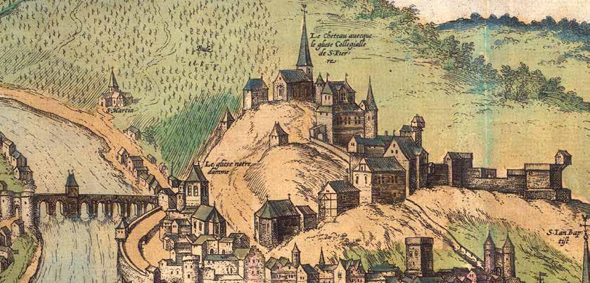 EEN SCHAT HERRIJST Restauratie en digitalisering van de oorkonden van de graven van Namen (1092-1619) Het kasteel van Namen en de Sint-Pieterskapittelkerk.