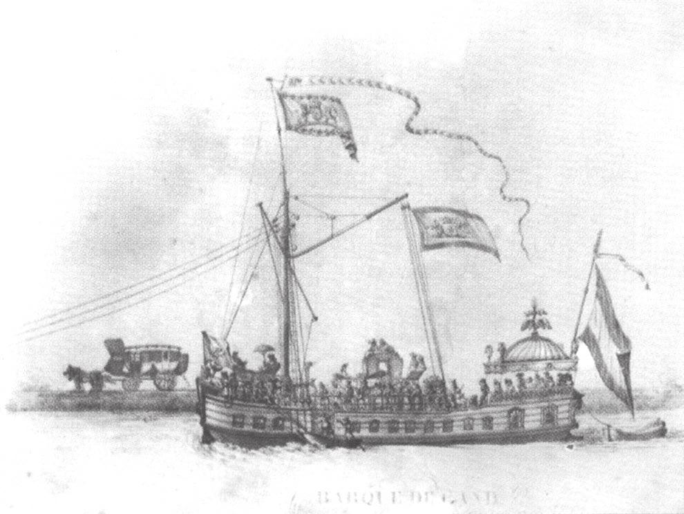 Toen in 1624 het kanaal voltooid was, organiseerde men tussen Gent en Brugge een pendeldienst met de barge. Deze schuit werd voortgetrokken door paarden.