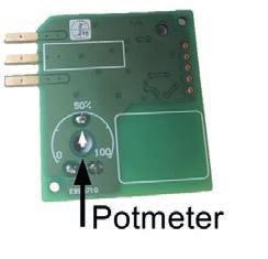 5. HYGROSENSOR Technische specificaties: Maximum vochtsensor begrenzen Fabrieks instelling Inregelstand Einde inregelstand Middels potmeter instelbaar van 0% tot 100% 50% = 5V 30 minuten op