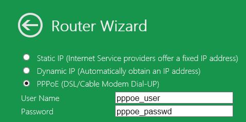 Als ADSL-verbinding (PPPoE) is geselecteerd, voert u de gebruikersnaam en het wachtwoord in van uw internetprovider.