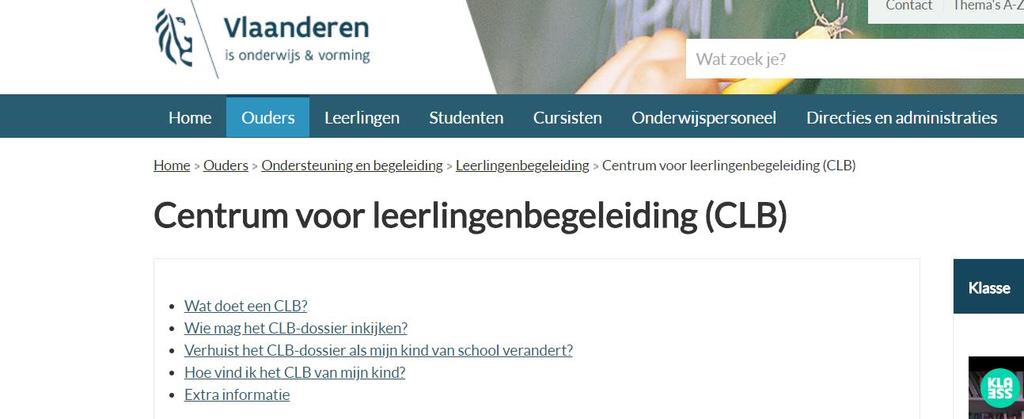 Hoe vind ik het CLB verbonden aan de school van mijn patiënt? http://www.onderwijs.vlaanderen.