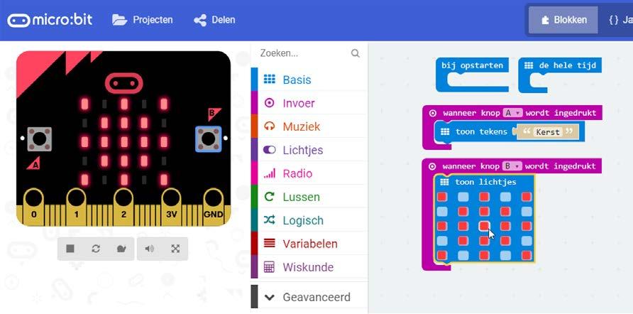 3 Maak een ster Je gaat nu een ster maken op de micro:bit, hiervoor gebruiken we commando toon