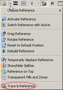 Trace Reference kiezen Activeer de oorspronkelijke/live doorsnede of plattegrond van het model als Trace Reference; Klik met de rechtermuisknop op het oorspronkelijke venster in de Navigator en kies