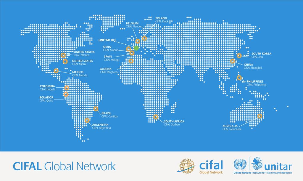 De trainingscentra van het CIFAL Global Network zijn gevestigd in Azië, Afrika, Europa, Amerika en het Caribisch gebied.