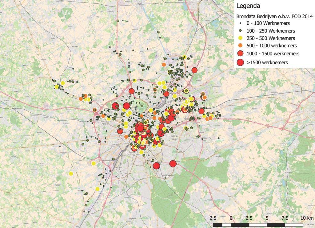 Opmaak bereikbaarheidsprofiel Eerste resultaten verwerking FOD statistieken - 2014 (noot: te actualiseren met data 2017) Locatie bedrijven aantal werknemers MIVB; 13,6% Modal split wo-we verkeer obv