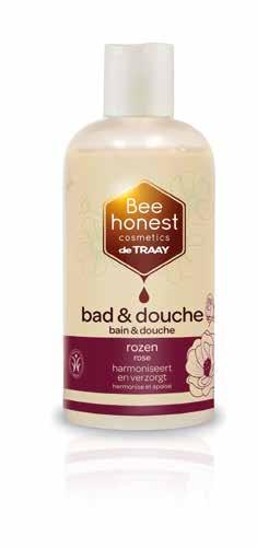 Bad & douche De licht schuimende bad & douche producten van Bee honest cosmetics reinigen de huid op milde wijze en verzorgen haar met natuurlijke ingrediënten.