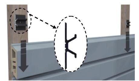 De clips kunnen zowel voor horizontale als verticale installatie worden gebruikt. Stap 1: plaats het profiel in de clips volgens de installatierichting.