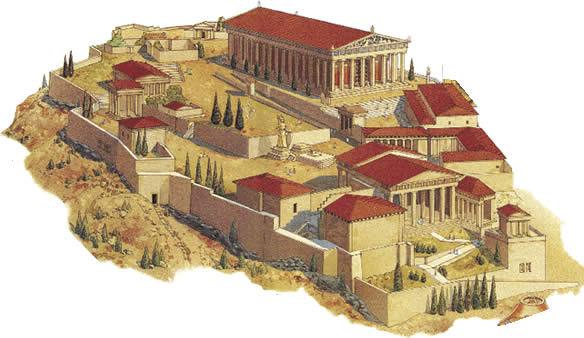 D. AKROPOLIS gebouwen op de Akropolis in Athene *
