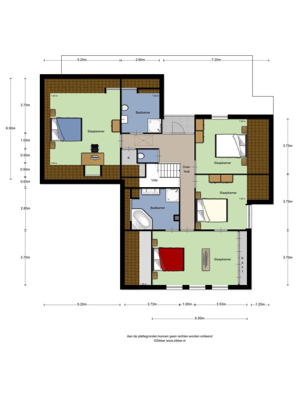 Plattegrond 1e verdieping Aan deze