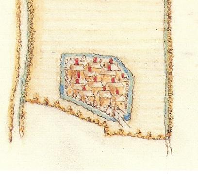 Bron 11A, Schans van Tongerlo (Bree) Bron 11B, Schans van Balen-Terheyden, uit het kaartboek van de abdij van