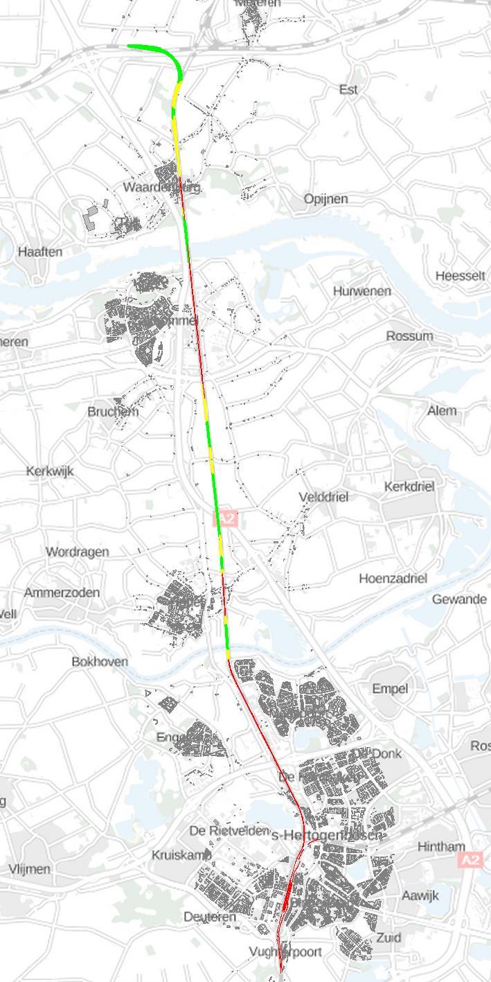 3.5 MAATREGELEN (GELUID) 2 e maatregel: geluidsschermen Stand-still (geen toename geluid tov huidig) Rood: benodigde schermen in bebouwde kom Geel: benodigde schermen voor buitengebied met