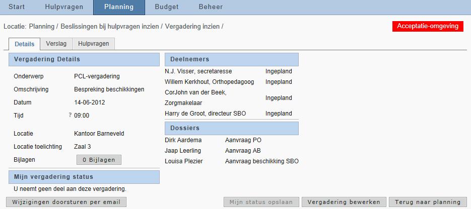 6. TIJDENS EEN VERGADERING * Ga naar Planning. * Kies de juiste vergadering en klik op INZIEN.