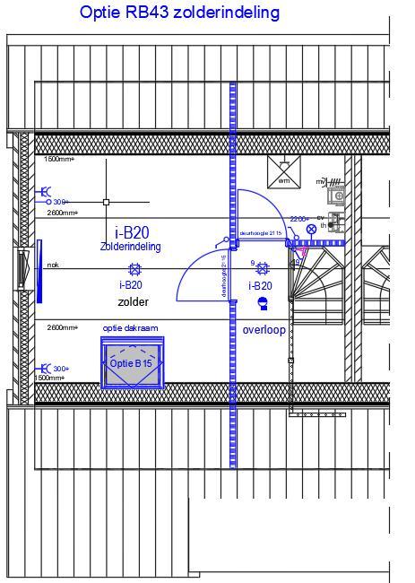 Zolderindeling woningtype Koelbroek conform optietekening. RB43 2.