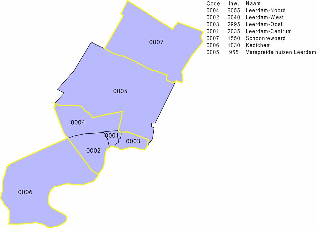 Leerdam In Leerdam zijn er drie kernen, namelijk: Leerdam, bestaande uit vier buurten Schoonrewoerd (binnen een buurt met een omvangrijk