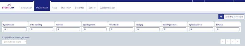 2. Inrichting opleidingsgegevens Om aan de student de beschikbare opleidingen te laten zien waar hij of zij een verzoek tot inschrijving voor kan indienen, moeten er opleidingen en bijbehorende