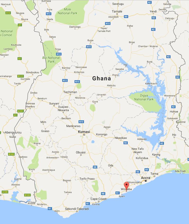 2.2 Winneba Winneba ligt in het zuiden van Ghana, niet ver van Accra, de hoofdstad.