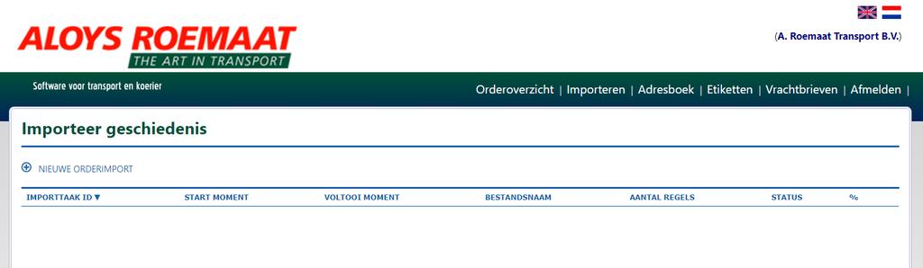 3. Importeren Heeft u meer dan 5 orders per dag die u in ons portaal wilt inlezen? Dan kan de importeer functie interessant zijn.