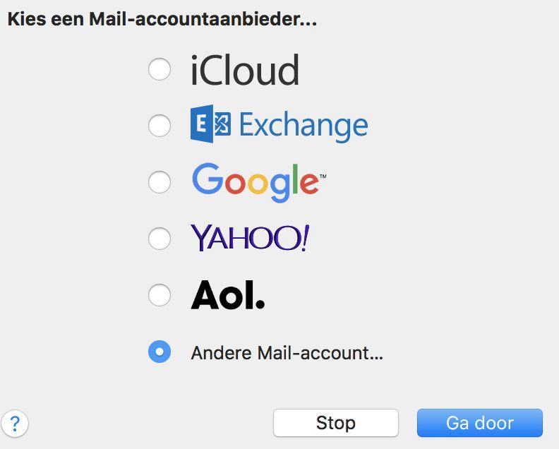 E-mail instellen - Apple Mail op de MacOS en Apple OSx 1.