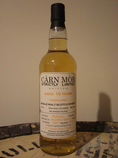 Whisky van de maand Càrn Mòr Strictly Limited Edition Pulteney 2007 10 y.o. 46%, Bourbon Barrel Vrijdag 1 juni hadden wij een whiskyproeverij van de bottelingen van Morrison & MacKay.