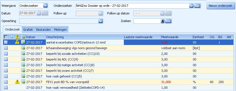 Nadat u op de button Opslaan hebt geklikt, worden de ingevoerde meetwaarden doorgestuurd naar NHGDoc en wordt het ballonnenschema bijgewerkt met de nieuwe meetwaarden.