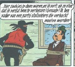 In de Vlaamse stripuitgave wordt het voltooid deelwoord vaak tussen de andere werkwoorden geplaatst.