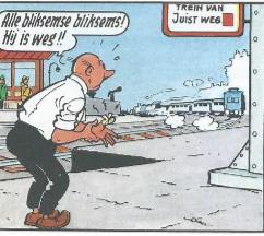 Daverende donders heeft een d-alliteratie in de Vlaamse strip. De vertaling in het Standaardnederlands heeft het stijlfiguur van de alliteratie kunnen behouden.