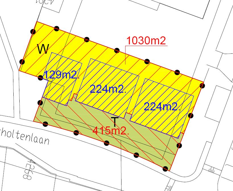 Oppervlaktes bestemmingen en bouwvlakken In de navolgende tabel is de verhouding van verharde/onverharde oppervlaktes in de toekomstige situatie binnen het plangebied opgenomen.
