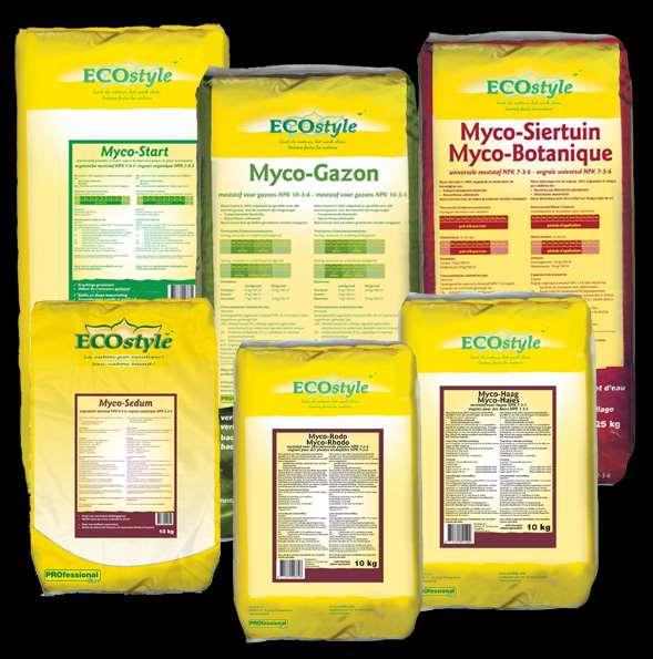 ECOstyle meststoffen Myco-meststoffen: 100 % organische meststoffen Toegevoegde sporen van
