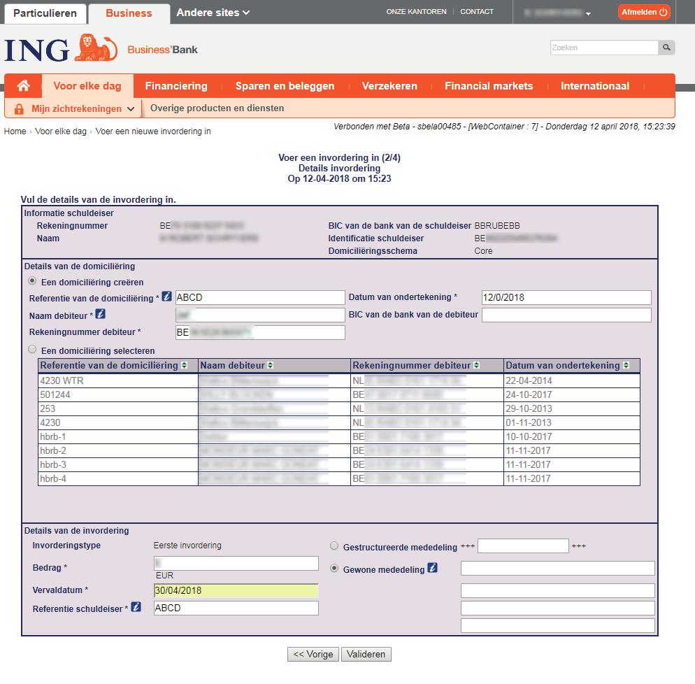 Na het aanmaken van de invordering dient U deze nog te valideren en te handtekenen via de gebruikelijke