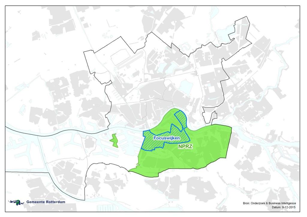 Figuur 1.1 Het NPRZ gebied en de focuswijken 1.
