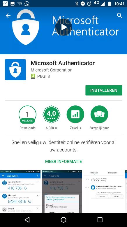 Stap 2: installeren van de Microsoft Authenticator app en toevoegen van je account Ga nu naar je mobiel en volg onderstaande stappen installeer