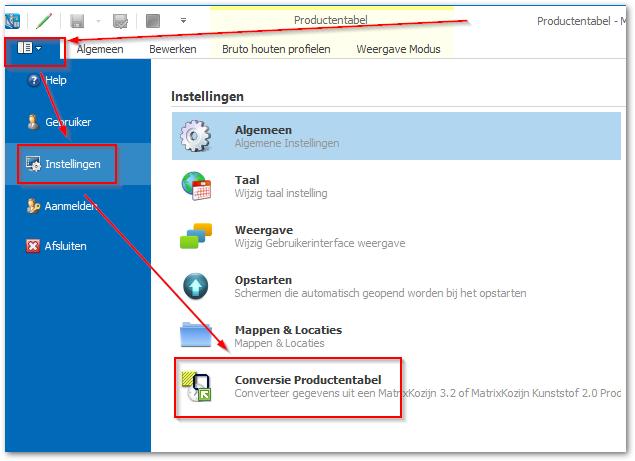 Dit kan vanuit MatrixKozijn Productentabel: Of vanuit