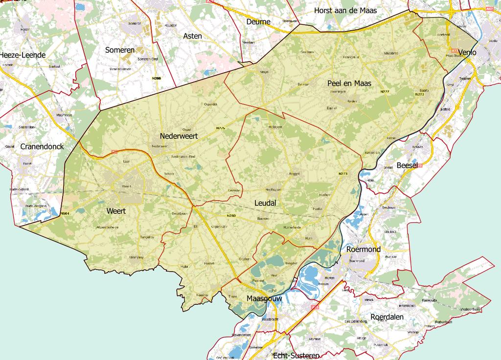 Het gebied: Midden Limburg Kenmerken Gemeenten Nederweert, Weert, Peel en Maas, Maasgouw en Leudal