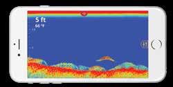 (160 voet) Bekijk sonar op de gratis FishHunter app voor ios en Android Tri-frequency transducer met de
