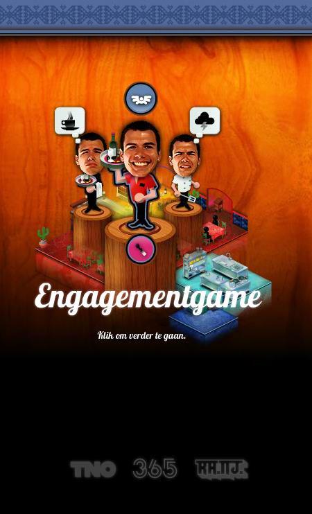 ENGAGEMENT GAME ENGAGEMENT GAME = Management interventie gericht op werkstress en bevlogenheid in vorm van een serious game Doel: Leren beheersen van werkdruk én tegelijkertijd stimuleren van