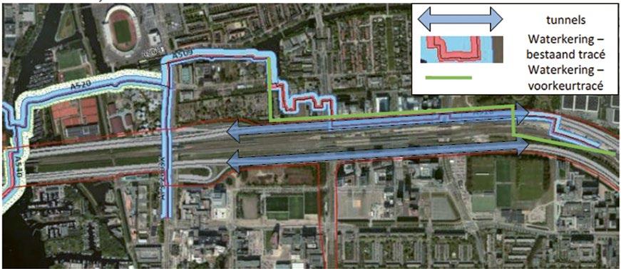 Waterveiligheid Tijdens de aanleg van de tunnel wordt de waterkerende functie van het bestaande dijklichaam van de A10 Zuid door tijdelijke maatregelen gehandhaafd.