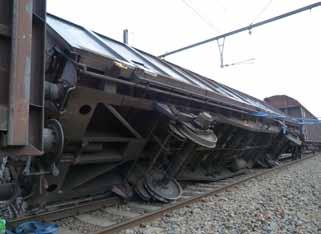 21 80 2464 038-3 geladen met auto-onderdelen) van zijn trein vastgesteld met een risico voor versperring van het nevenliggend spoor A.