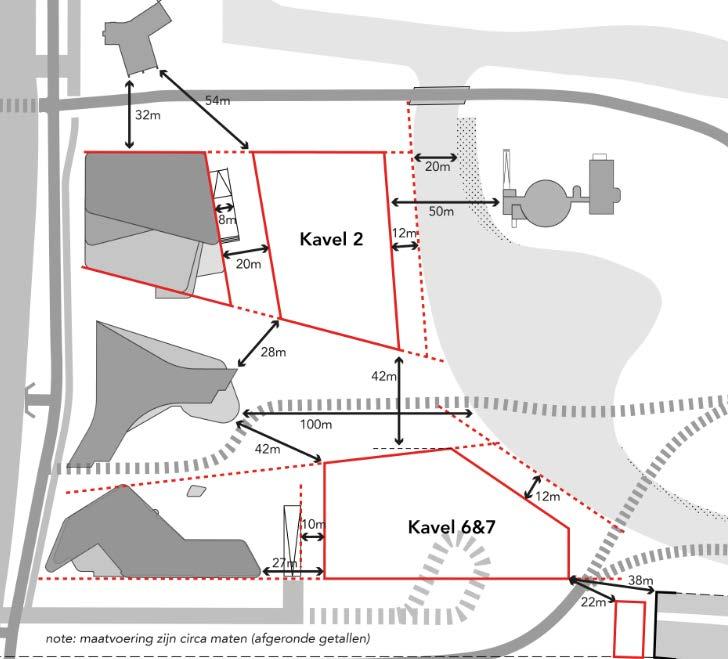 Figuur 1.6: afbeelding met indicatieve afmetingen, in afgeronde getallen. 1.5 Co-creatie Beatrixpark Op basis van het UB 2007 is een ontwerp gemaakt voor de inrichting van de openbare ruimte van de eerste fase van Beethoven.